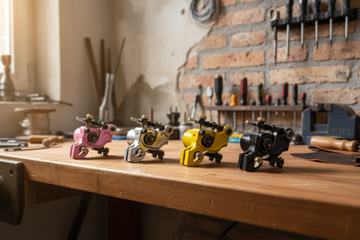 Tattoo machines in Italian workshop